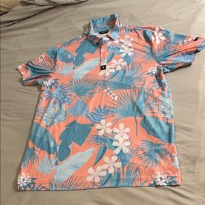 Bad Birdie Vibrant Coral and Blue Floral Shirt